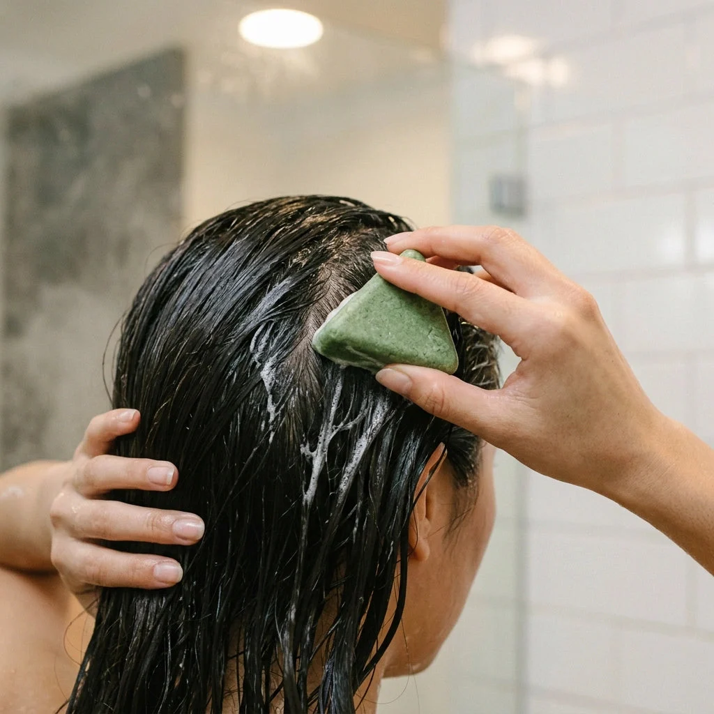 Glide the bar on your scalp